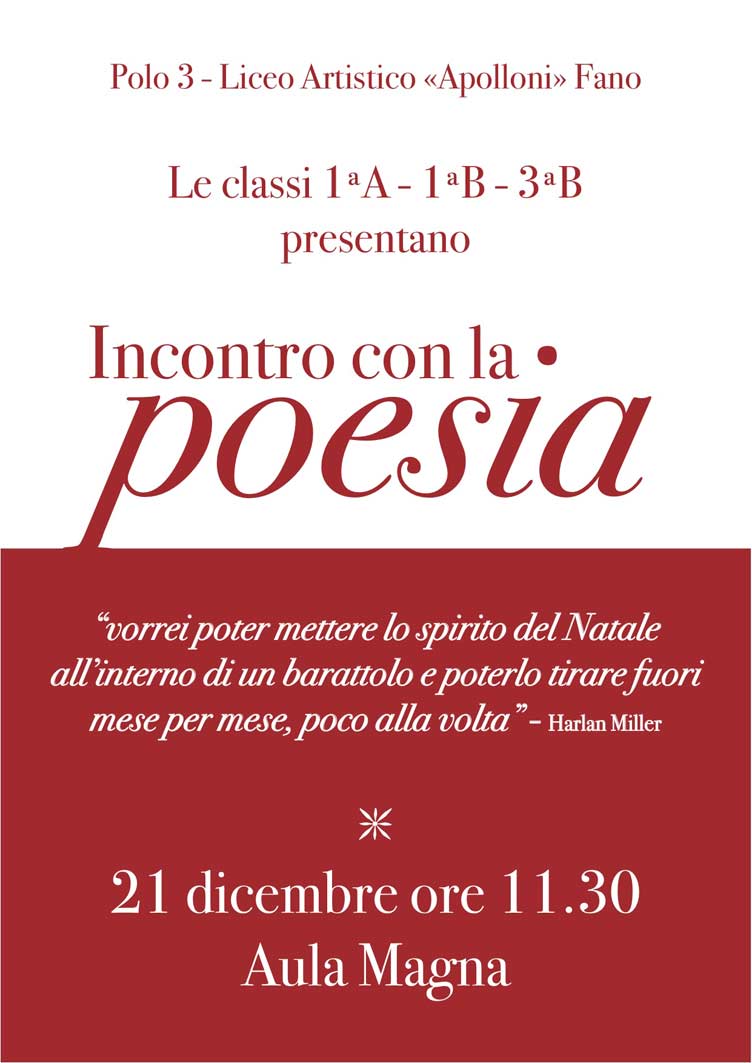 Poesie Di Natale Moderne.Incontro Con La Poesia Liceo Artistico Apolloni Fano